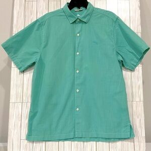 Tommy Bahama Antigua Sky Green Mens‎ Button Up Shirt Short Sleeve | Size L